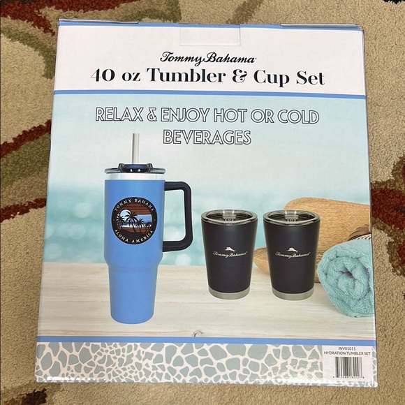 Tommy Bahama Blue Stainless Steel 40 oz Tumbler & Cup Set - Picture 3 of 3